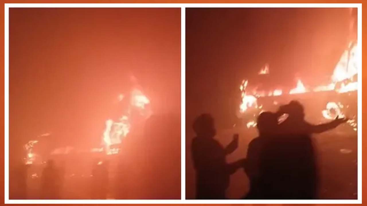 Delhi Agra Bus Fire Accid