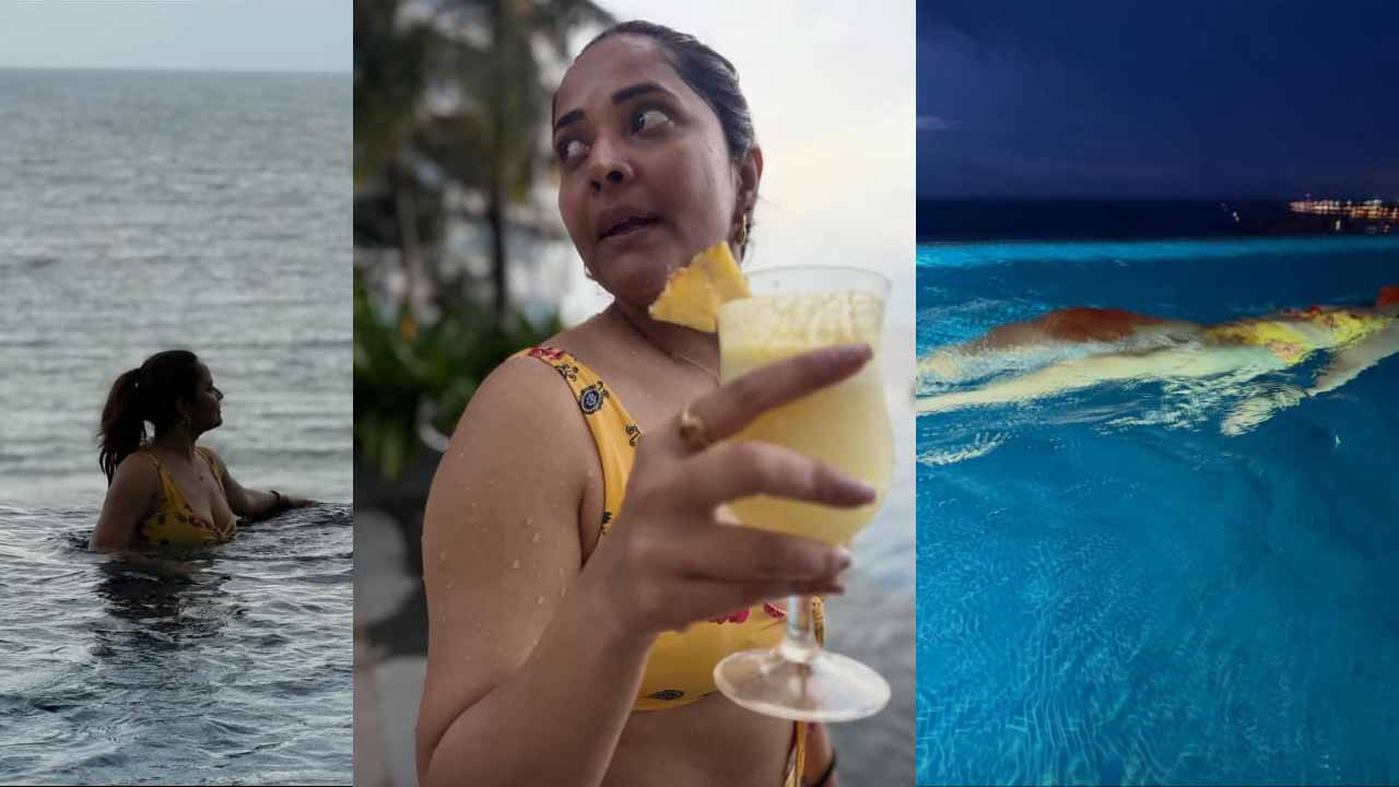 స్విమ్ సూట్ ధరించి శివాజీకి అనుసూయ కౌంటర్  ?