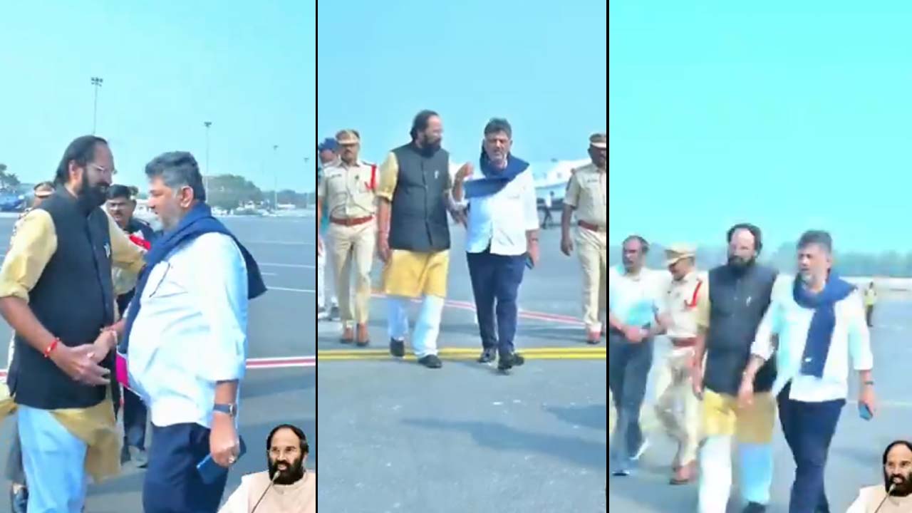 Uttam & Shivakumar : బేగంపేట విమానాశ్రయంలో డి.కె. శివకుమార్ తో మంత్రి ఉత్తమ్ భేటీ