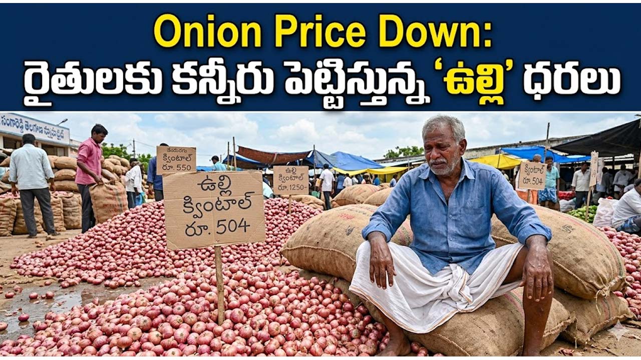 Onion Price Down : రైతులకు కన్నీరు పెట్టిస్తున్న ‘ఉల్లి’ ధరలు